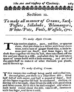 The accomplisht cook, or The art and mystery of cookery. Wherein the whole art is revealed in a more easie and perfect method, then hath been publisht in any language. Expert and ready wayes for the dressing of all sorts of flesh, fowl, and fish; the raising of pastes; the best directions for all manner of kickshaws, and the most poinant sauces; with the tearms of carving and sewing. An exact account of all dishes for the season; with other a la mode curiosities. Together with the lively illustrations of such necessary figures as are referred to practice. / Approved by the fifty years experience and industry of Robert May, in his attendance on several persons of honour, 1660 syllabub